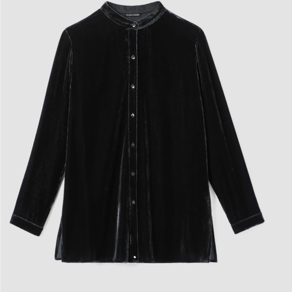 Eileen Fisher velvet banded collar shirt XL